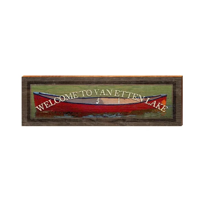 Welcome to Van Etten Lake Sign | Real Wood Art Print