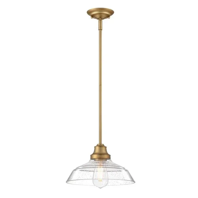 Westinghouse Pendant Brushed Brass Finish Clear Seeded Glass (6132400)