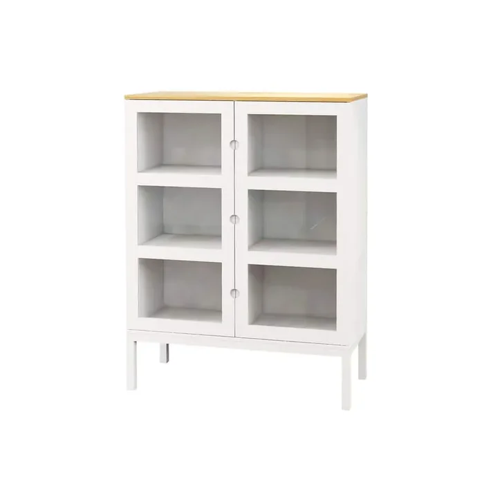 White MDF Two-door Three-tier Display Cabinet