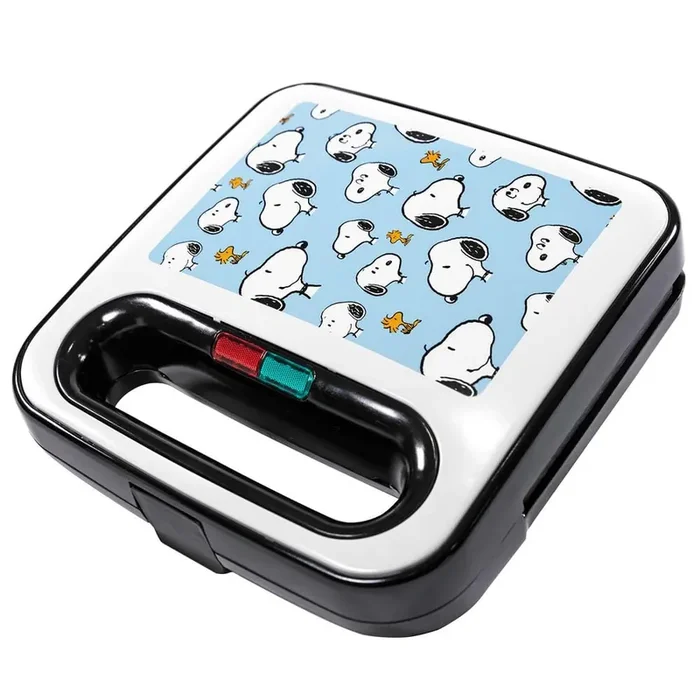 White Peanuts Snoopy and Woodstock Double-Square American Waffle Maker