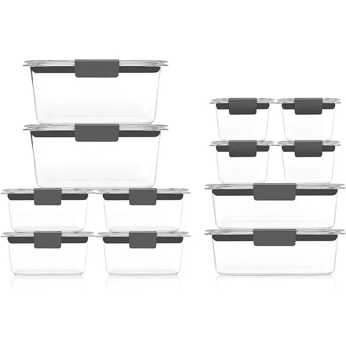 White Plastic Food Storage Container with Lids and 10 Oz. Capacity for Kitchen Set of 12-Pieces in White