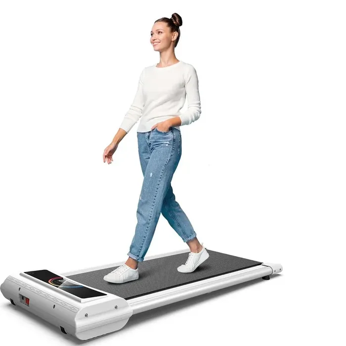 White Portable Walking Pad Running Machine, Treadmill with LED Display and 12-Preset Programs, 2.5HP