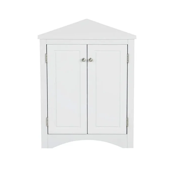 White Triangle Bathroom Storage Cabinet with Adjustable Shelves Freestanding Floor Cabinet for Home Kitchen