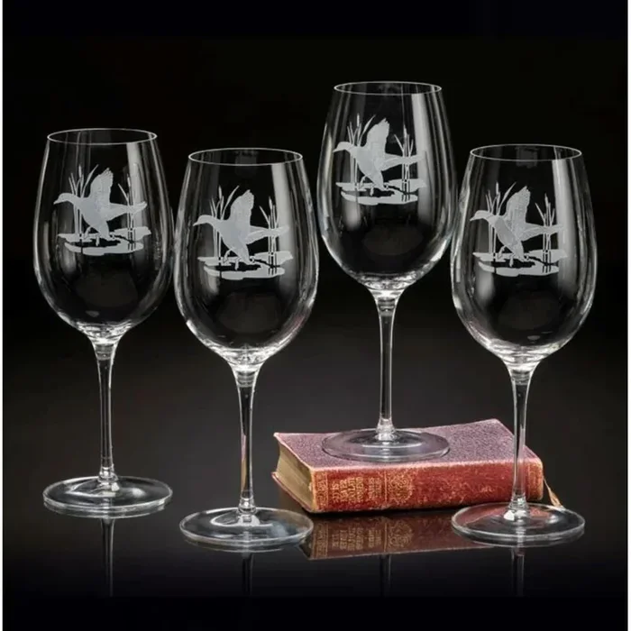 Wine Glasses American Ducks by Julie Wear