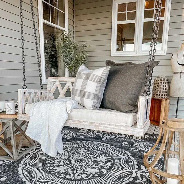 Wooden Porch Swing | Whitewashed Porch Swing – Decor Steals