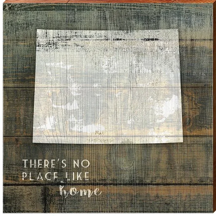 Wyoming State “There’s No Place Like Home” Phrase Wooden Sign | Wall Art Print on Real Wood