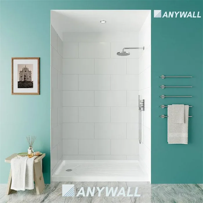 X Title 60 in. x 32 in. x 96 in. 3-Piece Acrylic Full Shower Wall Set in Big Subway Tile Pattern