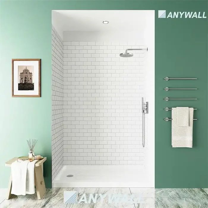 X Title 60 in. x 36 in. x 96 in. 3-Piece Acrylic Full Shower Wall Set in Small Subway Tile Pattern