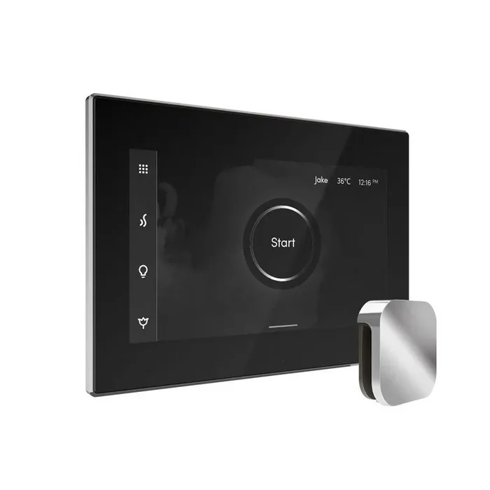 XButler Max Steam Shower Control Package with iSteamX Control and Linear Steamhead in Black Polished Chrome