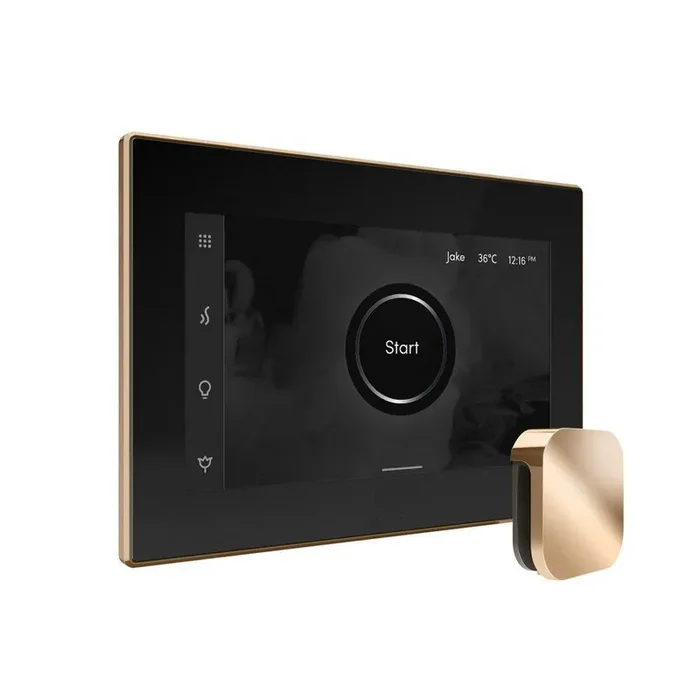 XDream Max Steam Shower Control Package with iSteamX Control and Steamhead in Black Polished Gold