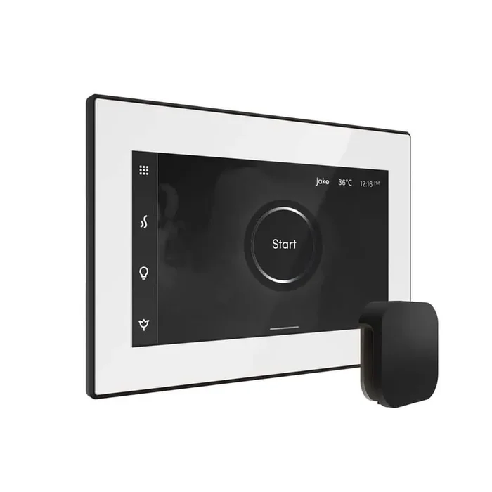XDream Steam Shower Control Package with iSteamX Control and Linear Steamhead in White Matte Black