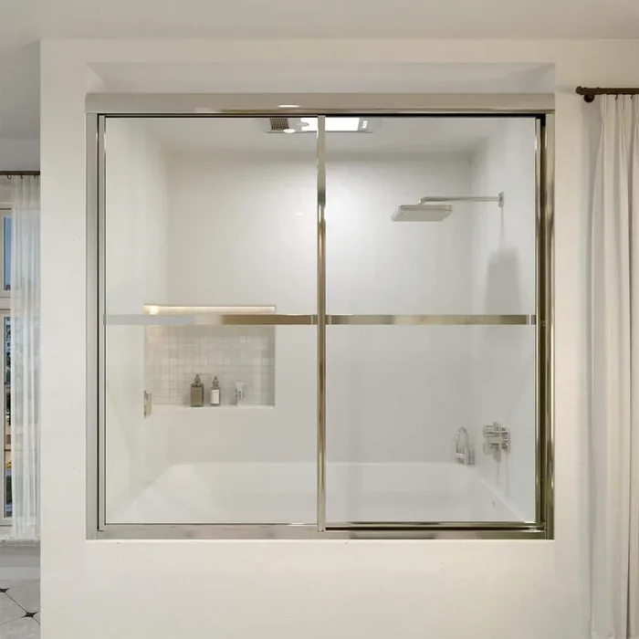 Yooli 59 in. W x 56 in. H Framed Sliding Tub Door in Chrome with Clear Tempered Glass