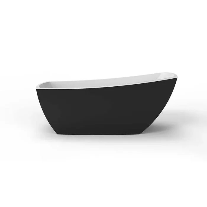 Yori 59 in. x 31 in. Rectangular Soaking Bathtub with End Drain in Matte Black