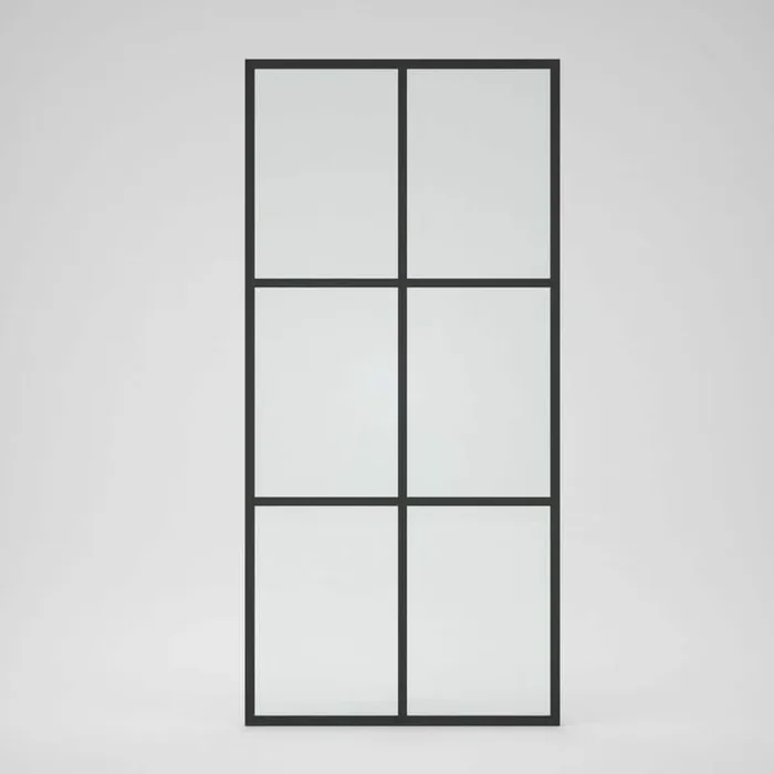 Zen 34 in. W x 72 in. H Fixed Framed Shower Door in Matte Black Finish with Patterned Glass